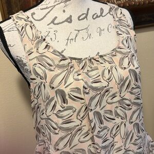 Theory Silk Floral Sleeveless lined asymmetrical tiered HiLo hem